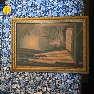 13 3/4 × 19 1/2 Haines "Hope of a Nation" framed lithograph, antique gold frame